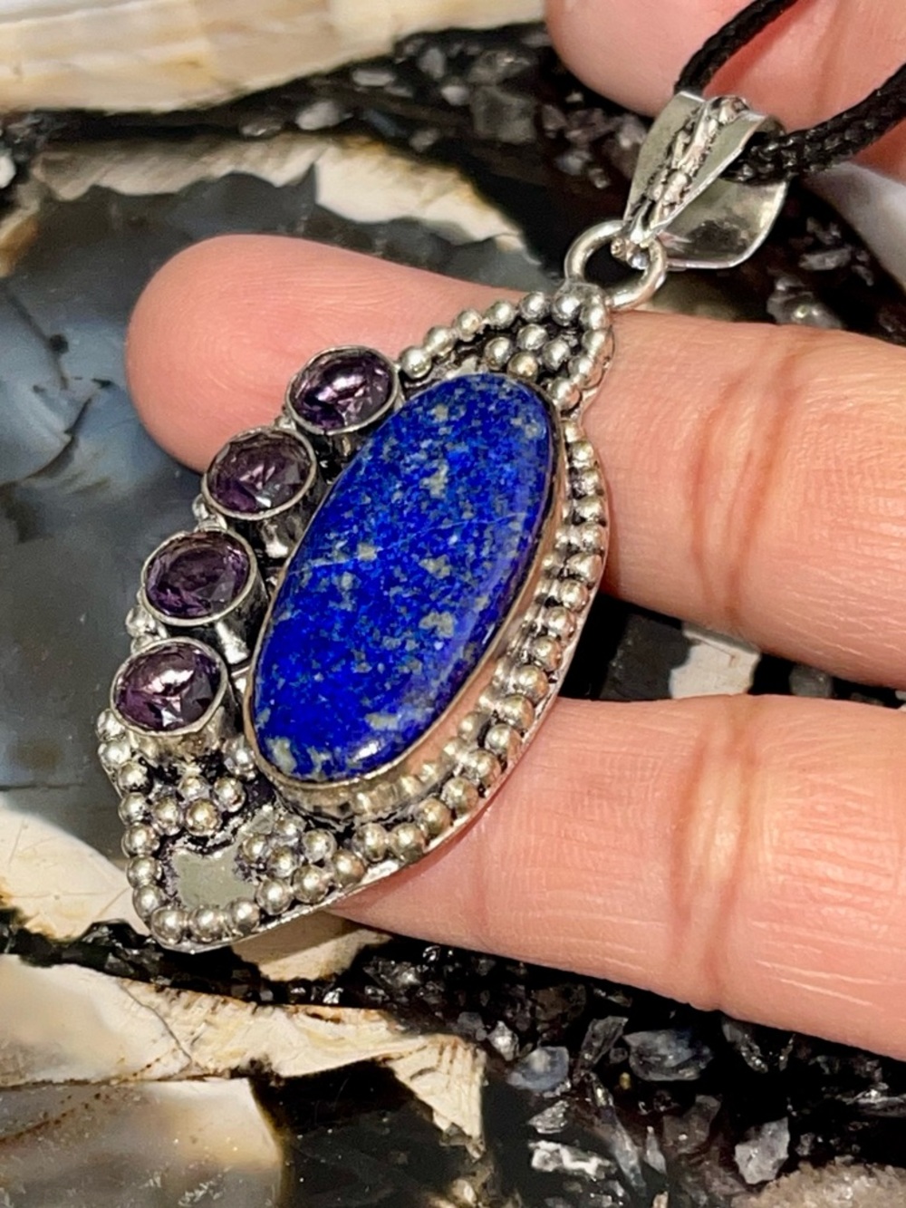 Lapiz Lazuli “The Protection Stone” Pendant 2 1/4” - Picture 5 of 14